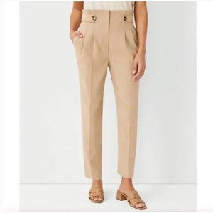 Ann Taylor Paperbag Ankle Dress Pants 10 Tapered Pleated High Rise Waist Tan NWT